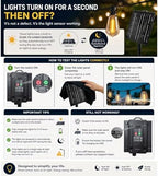 200FT Solar String Lights Outdoor Waterproof with Remote & Timer, LED Shatterproof ST38 Bulbs, USB & Solar Powered Patio Lights for Backyard, Porch, Garden, Wedding, Christmas Decor - Image 2