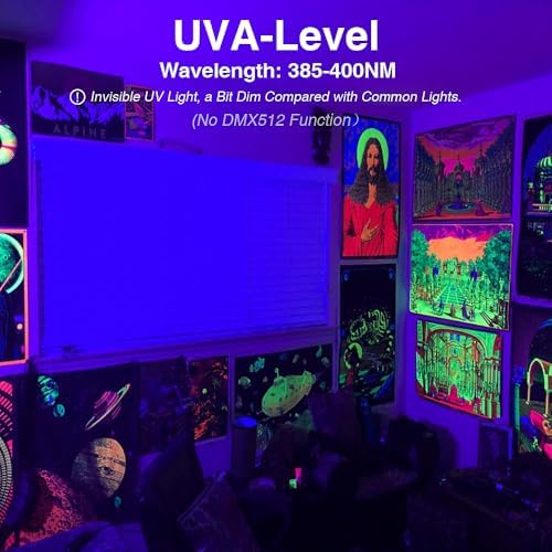 Onforu 6 Pack 38W LED Black Lights, Blacklight Flood Light with Plug, IP66 Waterproof, for Halloween Party, Glow in The Dark, Stage Lighting, Aquarium, Body Paint, Fluorescent Poster, Neon Glow,Black - Image 4