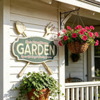 Vintage Metal Garden Sign, Distressed Green Wall Decor with Shovel & Fork Design, Rustic Farmhouse Wall Art for Outdoor Porch, Patio, 18.11” × 16.54” - Image 3