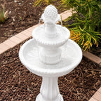XBrand 39" 2-Tier Outdoor Freestanding Solar Water Fountain - Classic Design, White Resin Bird Bath with Pump - Ideal for Yard, Lawn and Garden, Porch Décor - Image 4
