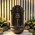 31" H Lion Head Wall Fountain, Outdoor Resin Fountain, Bronze by FammyLoft