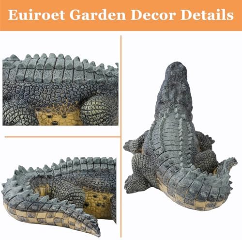 13" Real Crocodile Statue, Outdoor Lawn Crocodile Sculpture,Garden Sculptures & Statues Ornament, Pond Animal Statues, Crocodile Decor Perfect for Home Garden, Patio, Backyard - Image 6