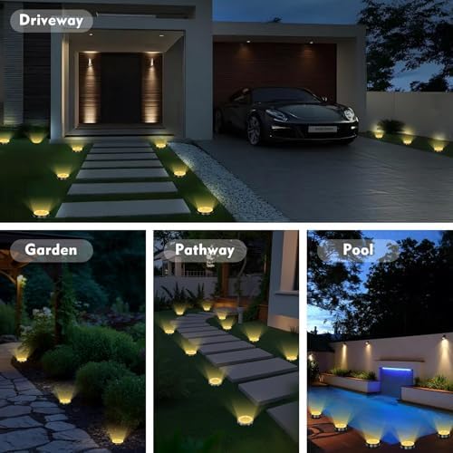 Solar Ground Lights Outdoor, 8 Pack Solar Lights Outdoor Warm White - Image 7