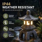 Qeeman Solar Pagoda Garden Statues Decor: Resin 10.4In Zen Sculpture - Image 6
