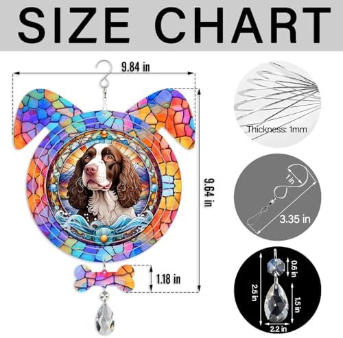 American Water Spaniel Dog Ears Wind Spinner, American Water Spaniel Wind Spinner Hanging for Yard and Garden - Image 2