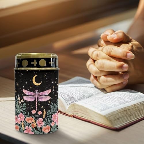 Poceacles Outdoor Cemetery Grave Decor - Solar Memorial Lights - Waterproof Stake Lights - Grave Markers, Pink Dragonfly Flower Moon, Pack of 4 - Image 5