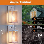 2 Pack White Dusk to Dawn Front Porch Lighting Fixtures Wall Mount, Sensor Outside Exterior Lights for House, Outdoor Lantern Lamp, Waterproof Wall Sconce Lights, Coach Light for Garage Entryway - Image 3