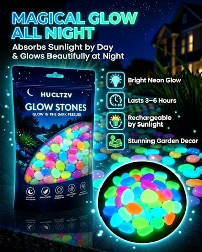 Colorful Glow in the Dark Garden Stones, Pebbles for Garden Outdoor Landscaping, Luminous Stepping Rocks for Walkway Driveway, Fish Tank Gardens Plant Pots Bonsai Path Decor(Orange,1000pcs) - Image 2