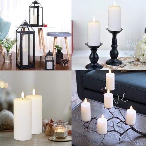 Oleitodh 9 Pcs White Flameless Candles Flat Top LED Candles with Remote Timer, Pillar Flameless Candle Bulk Flickering Battery Operated Candle for Wedding Festival Outdoor Home Decor D 3'' H 6'' - Image 5