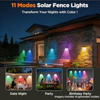 Solar Fence Lights Outdoor 8 Pack, RGB Glow LED Solar Lights Outdoor 13 Lighting Modes Solar Fence Lights IP65 Fence Light Solar Powered for Wall, Railing, Step, Patio, Pool, Backyard - Image 5
