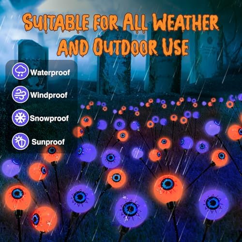 Lewondr 6 Pack Halloween Decorations Outdoor Eyeball Lights - Image 5