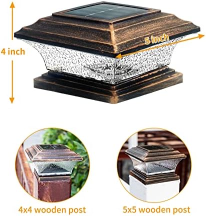 HUYIENO Solar Post Cap Lights Outdoor LED Lighting Deck Fence Light Two Modes Warm White/7 RGB Color Changing Suitable for 4x4 5x5 Wooden Posts (Brushed Copper, 8pk), HY1238 - Image 5
