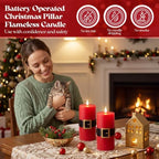 Retisee 2 Pack Christmas Flameless Candle, Santa Belt Design, Red - Image 4