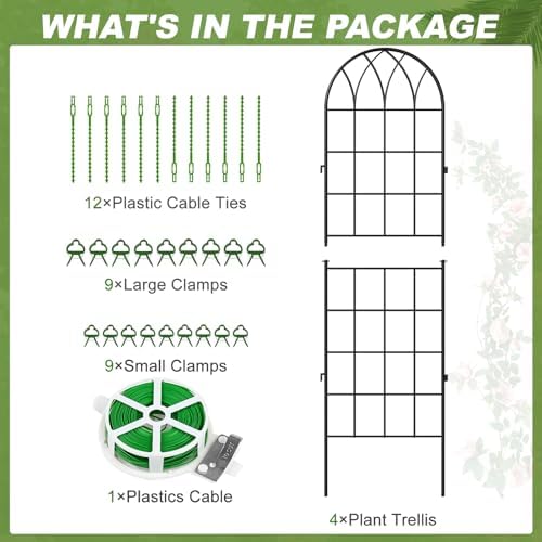DoCred 4 Pack Garden Trellis for Climbing Plants, 71 Inch Metal Trellis - Image 6