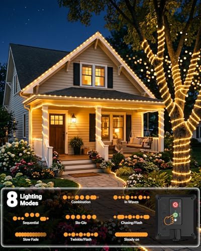 btfarm Solar Rope Lights, 120LED 46FT String Lights Outdoor Waterproof - Image 3