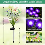 4 Pack Dragonfly Solar Garden Lights Outdoor, 24 LEDs Solar Firefly Lights - Image 2