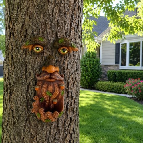 Mood Lab Tree Face Decor with Acorns - Old Man Tree Face Garden Hugger Decoration - Outdoor Tree Decoration - Image 6