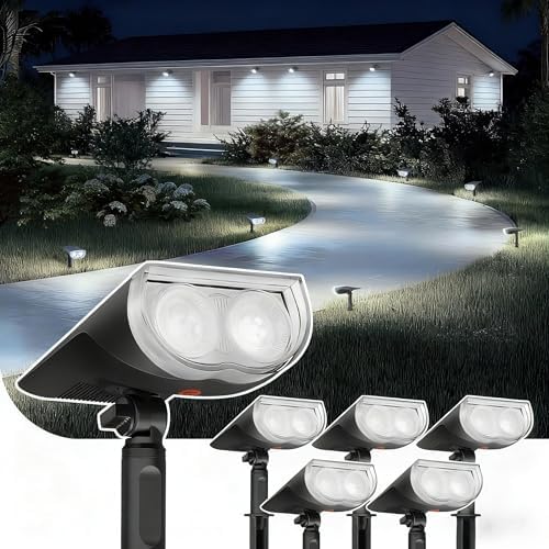 Linkind Solar Spotlights Outdoor Waterproof Dusk to Dawn Cool White 6 Pack by Linkind