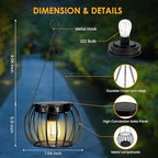 Outdoor Solar Hanging Lanterns, Black, Large, Set of 2 - Image 7
