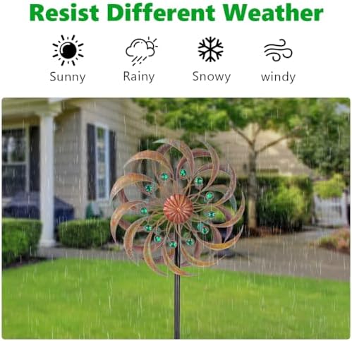VEWOGARDEN Garden Metal Wind Spinners Outdoor Kinetic Wind Sculptures & Spinners for Yard Lawn Patio Decorations, Copper Green - Image 5