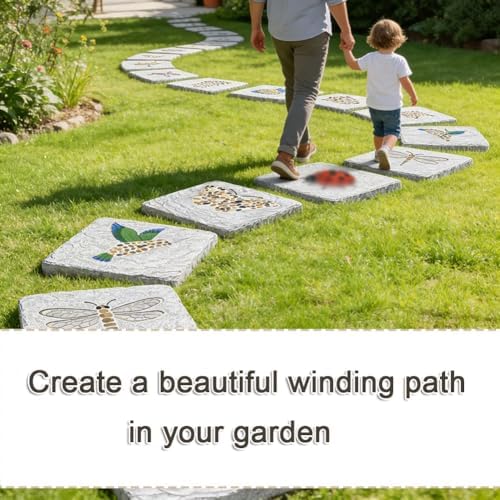 Stepping Stones for Garden Decor, Handcrafted Outdoor Path Accents, Decorative Commemorative Pebble Path Stones for Courtyards and Lawns - Image 2