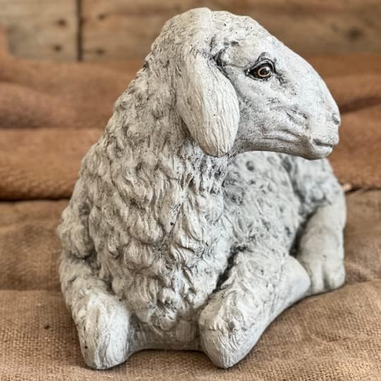 Lying Sheep Figure Realistic Lamb Yard Statue Stone Religious Figurine Ornament Decorated Sheep Statue for Garden - Image 7