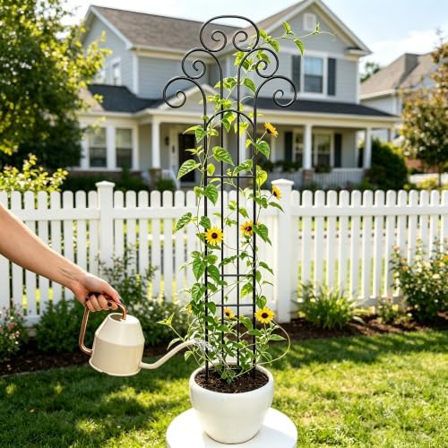 Metal Indoor Plant Trellis for Climbing Plants, 47" Rose & Clematis Support - Image 7