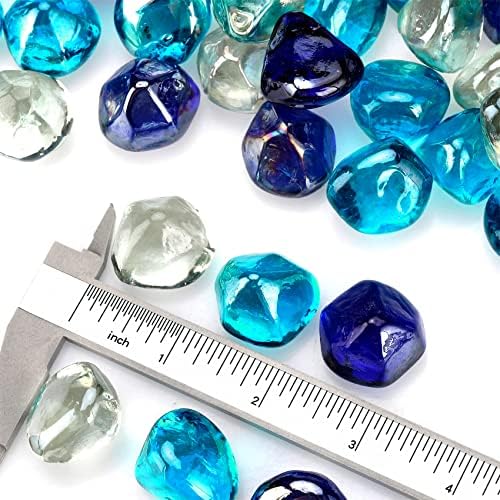 Mr. Fireglass 10 Pounds Blended Fire Glass Diamonds for Fireplace Fire Pit & Lanscaping - 1 inch High Luster Fire Rocks with Mixed Colors (Cobalt Blue++Crystal Ice+Caribbean Blue) (Pack of 2) - Image 3