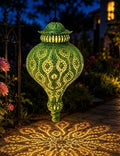 Moroccan Solar Lanterns Outdoor Hanging Garden Decor (2 Pack, Green) by CORIETTA