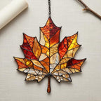 Autumn Vibrant Maple Leaf Acrylic Suncatcher - Faux Stained Glass Indoor Window Hanging Ornament, Outdoor Sun Catcher Panel, Home Decor Gift for Autumn Lovers - Image 3