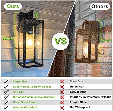 hykolity Large Dusk to Dawn Outdoor Lighting, 18 Inch Outdoor Wall Lights - Image 2