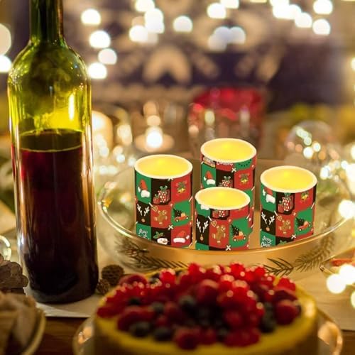 GLENLCWE Merry Christmas Puzzle Flameless Candle Set of 4 with Remote Control and Timer Battery Operated Candles Waterproof Flickering Realistic LED Candle Suitable for Outdoor Seaside Proposal - Image 3