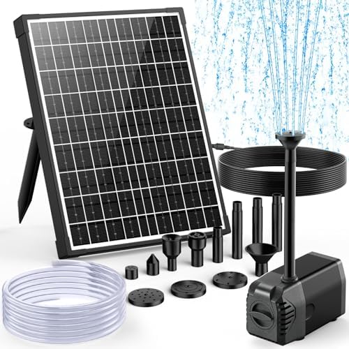 POPOSOAP Solar Fountain Pump, 20W Solar Powered Water Pump with 6.6FT Water Pipe, 320GPH Solar Pond Pump for Pond, Fish Tank, Yard and Wildlife Garden by POPOSOAP