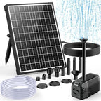 POPOSOAP Solar Fountain Pump, 20W Solar Powered Water Pump with 6.6FT Water Pipe, 320GPH Solar Pond Pump for Pond, Fish Tank, Yard and Wildlife Garden by POPOSOAP