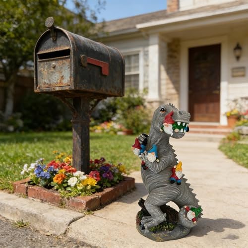 14 Inch Dinosaur Gnome Garden Statue Outdoor Yard Decorations - Image 5