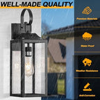 19" Large Black Dusk to Dawn Outdoor Wall Lantern Porch Light Outdoor - Image 4