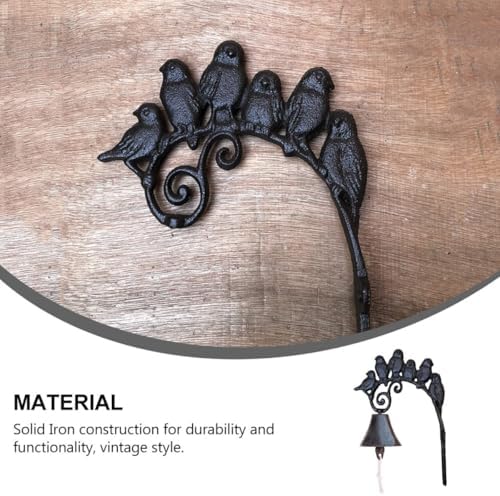 BETOOKY Vintage Cast Iron Wall Mounted Bell Bird Design, Rustic Manual Shaking Outdoor Doorbell, Antique Iron Dinner Bell for Home Décor and Entryway Use - Image 3