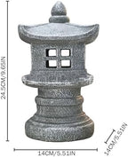 Pagoda Garden Statue, Japanese Pagoda Lantern Solar Garden Statue - Waterproof Resin Outdoor Lawn & Patio Decor (Gray) - Image 2