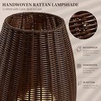 Outdoor Rattan Floor Lamp,Coffee Wicker Lampshade,for Patio and Garden - Image 2