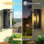 Dusk to Dawn Outdoor Wall Sconce Black Modern Exterior Lighting Fixture - Image 3