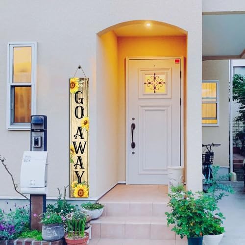 Go Away Porch Sign,Unwelcome Door Sign Door Sunflowers Wooden Vertical Standing Hanging Decorations Spring Summer Farmhouse Outdoor Yard Housewarming Present 8x48inch - Image 3