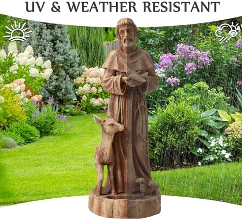 25" St Francis Garden Statue with Bird Feeder, Outdoor Patio Decor - Image 4