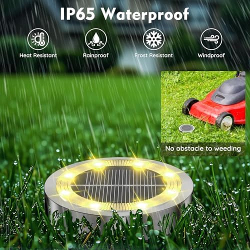 Solar Ground Lights Outdoor, 8 Pack Solar Lights Outdoor Warm White - Image 3