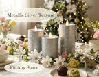 Shiny Metallic Silver Flameless Pillar Candles, Patented 3D Realistic Moving Flickering Flame with Remote Timer, Battery Operated 400hrs for Wedding, Holiday, Party, Decor, Gift(Set of 3) - Image 5