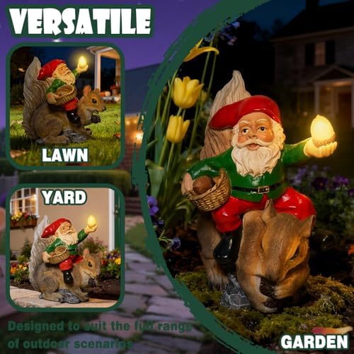 Funny Garden Gnomes Decorations for Yard Statue with Solar Lights - Image 5