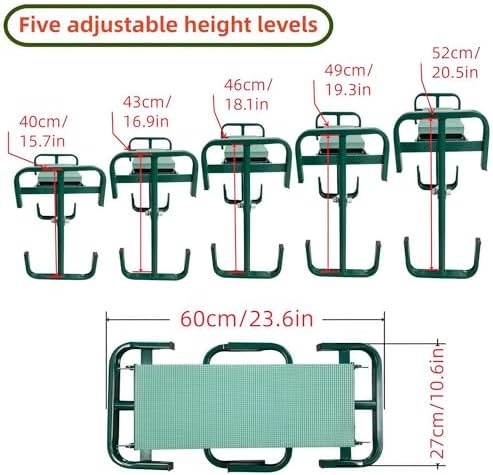 Foldable 2-in-1 Garden Kneeler & Seat, Heavy-Duty Gardening Stool with Soft Kneeling Pad, Tool Pouches, Portable Gardening Bench for Planting, Yard Work & Outdoor Tasks Green - Image 2