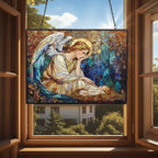 Personalized Rectangle Religious Christmas Angel with Manger Star Stained Glass Suncatcher Stained Glass Window Hanging Home Decor Garden Halloween Christmas Wedding Housewarming Gifts - Image 4