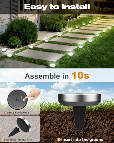 btfarm 10 Pack Solar Lights Outdoor Waterproof, 8 LED Solar Ground Lights - Image 4