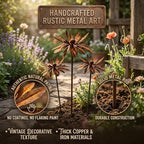 Vintage Rusty Cornflower Statues Stake, Metal Artistic Wire Art Decor Rustic Garden Sculptures,Outdoor Iron Copper Garden Decor for Lawns Yard Patio Home Farmhouse Decoration (3A) - Image 5