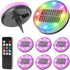 VOLISUN Solar Ground Lights with Remote Control – IP68 Waterproof Color Changing Flat Pathway Lights – RGB Solar Disk Lights with Lens for Yard Walkway Patio Garden Driveway [8 Pack] by VOLISUN